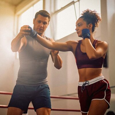 Woman training mixed matrial arts