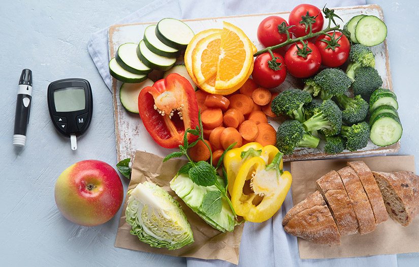 Low glycemic healthy foods for diabetic diet.
